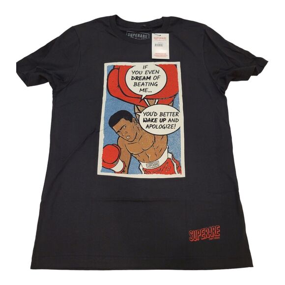 NWT MEDIUM Muhammad Ali x Superare Pop Art Graphic Tshirt Black - Picture 1 of 5